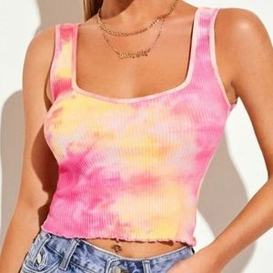 Shein ribbed tie dye washed cropped tank top
